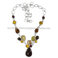 Plata de ley 925 y Pitersite Jasper Rutileted Cuarzo Citrine Garnet joyas de piedras preciosas al mejor precio